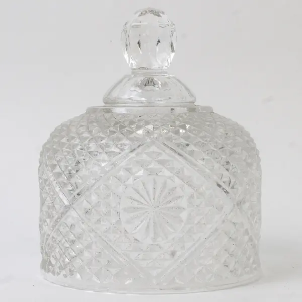 Avon Diamond Point & Daisy Clear Pressed Glass Butter Dish Cloche Lid No Bottom