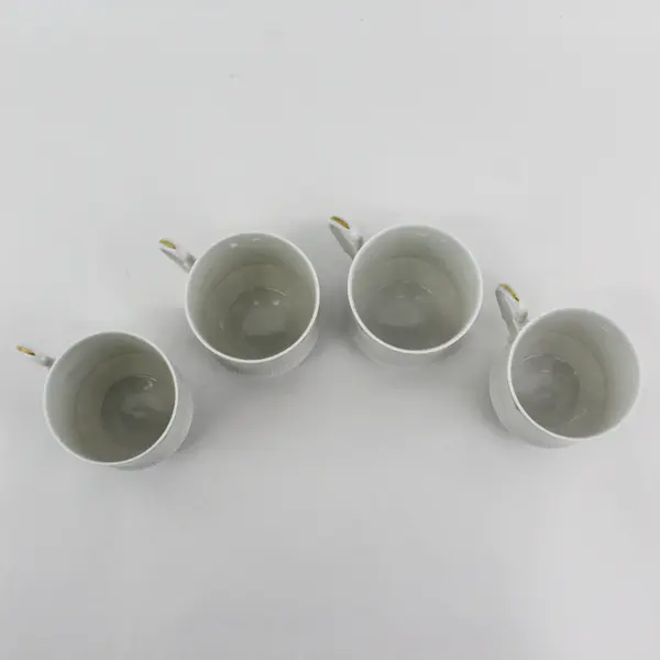 Set of 4 Haviland Limoges Centelle Coffee Cups White Green And Gold Bands