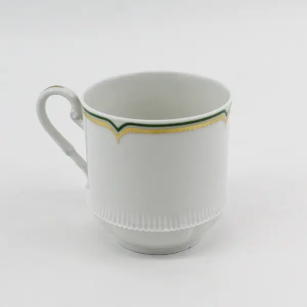Set of 4 Haviland Limoges Centelle Coffee Cups White Green And Gold Bands