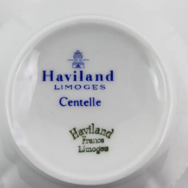 Set of 4 Haviland Limoges Centelle Coffee Cups White Green And Gold Bands