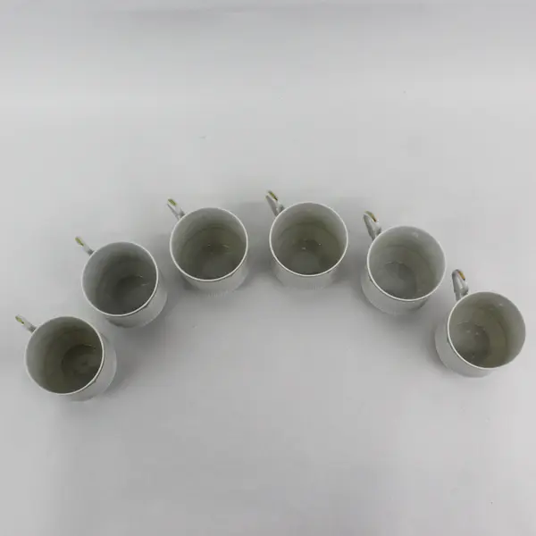 Set of 6 Haviland Limoges Centelle Coffee Cups White Green And Gold Bands