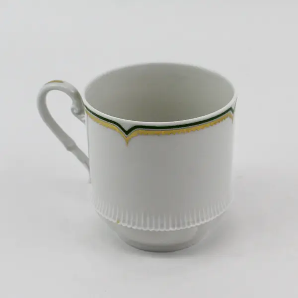Set of 6 Haviland Limoges Centelle Coffee Cups White Green And Gold Bands