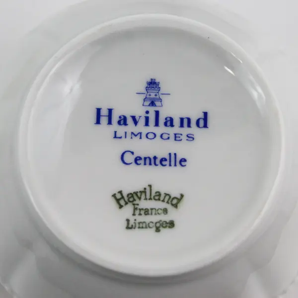 Set of 6 Haviland Limoges Centelle Coffee Cups White Green And Gold Bands