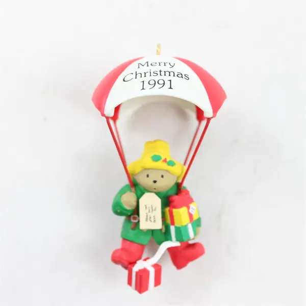 Enesco Christmas Ornament, 1st Paddington Bear, CHRISTMAS is in the AIR, 1991