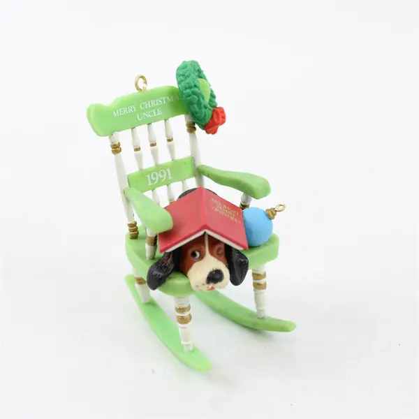 Enesco For a Dog-Gone Great Uncle Dog Rocker Christmas Ornament 5in New