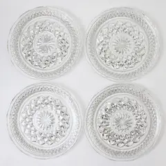 Lot Of 4 Anchor Hocking Wexford Pattern Clear Pressed Glass Bread Plates 6.25"