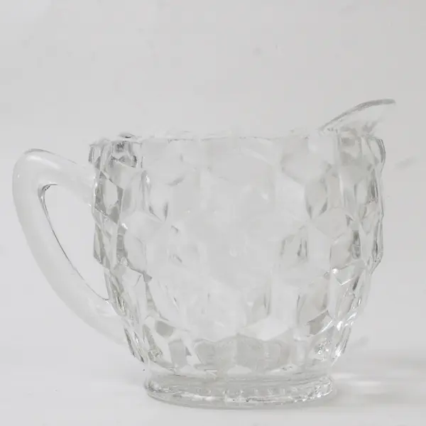 Jeannette Glass Co Cube Pattern Clear Glass Creamer 3" Tall