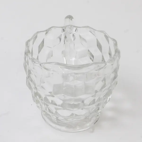 Jeannette Glass Co Cube Pattern Clear Glass Creamer 3" Tall