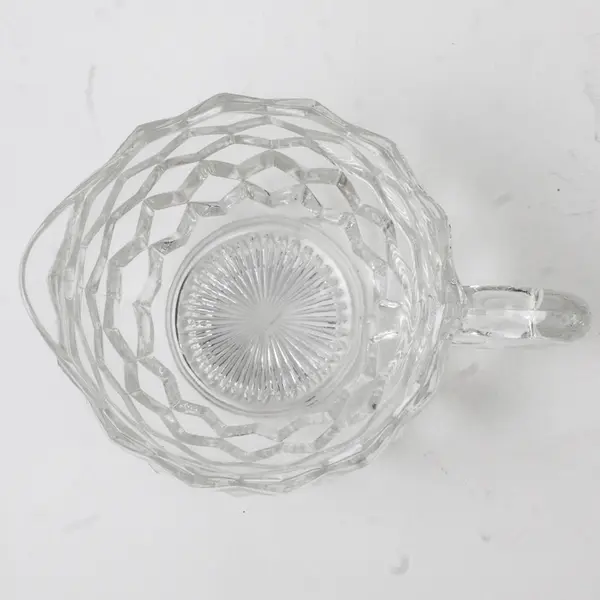 Jeannette Glass Co Cube Pattern Clear Glass Creamer 3" Tall