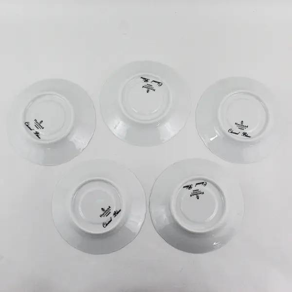 Set of 5 Haviland Limoges Choiseul Blanc Saucers
