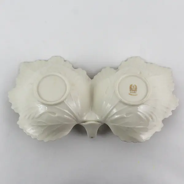 Lenox Monticello Double Leaf Relish Dish Cream With Gold Trim