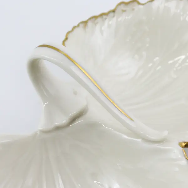 Lenox Monticello Double Leaf Relish Dish Cream With Gold Trim