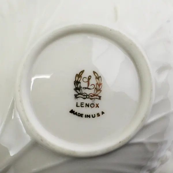Lenox Monticello Double Leaf Relish Dish Cream With Gold Trim