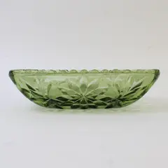 Hazel-Atlas Prescut Green Star & Fan Design Square Candy/Nut Bowl 8" Wide