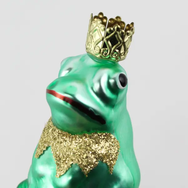 Lot of 2 Kiss the Toad Frog Prince Inge Glas Hand Painted Glass Clip Ornaments 