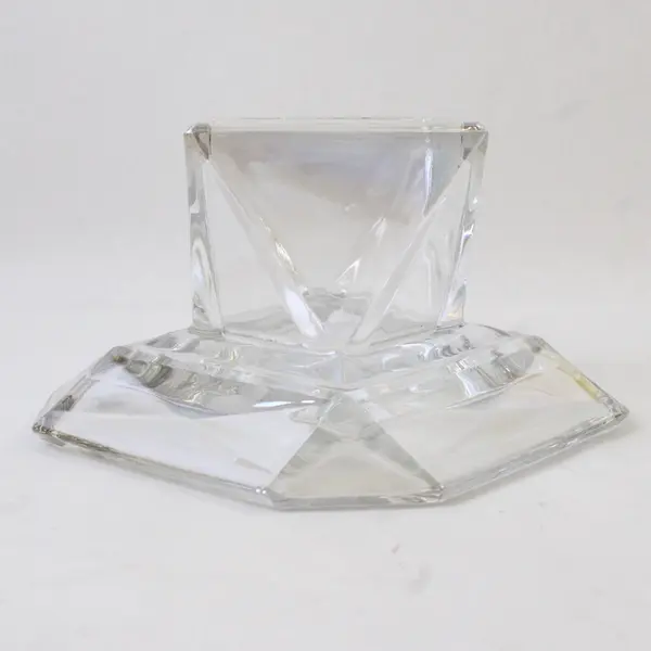 PartyLite Iridescent Clear Glass Discover Pillar Candle Holder 4" Tall P8163