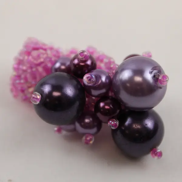 Faux Pink Pearl Red & Pink Glass Beaded Stretch Ring - Fashion