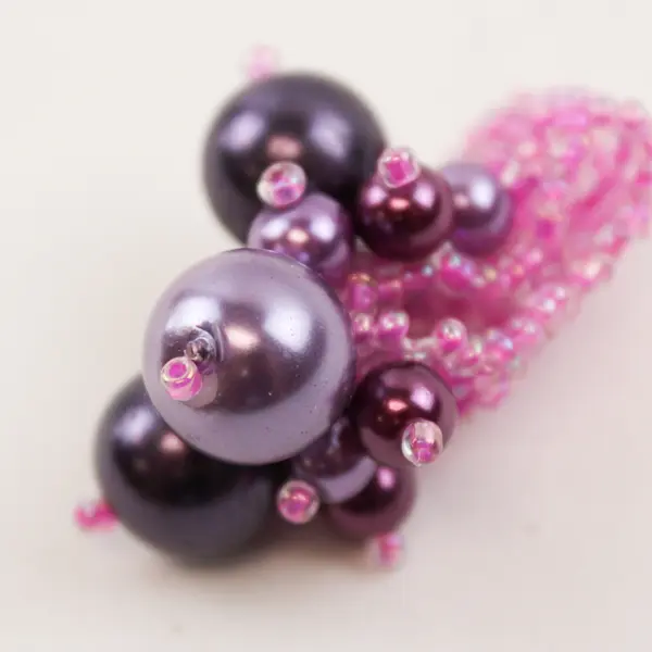 Faux Pink Pearl Red & Pink Glass Beaded Stretch Ring - Fashion