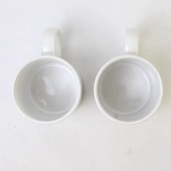 Lot Of 2 Unbranded Matching White W/ Christmas Tree Printed Ceramic Mug 3.75"