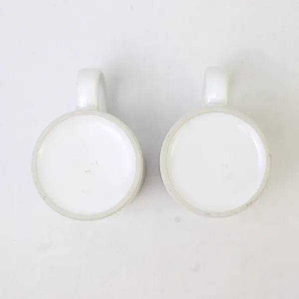 Lot Of 2 Unbranded Matching White W/ Christmas Tree Printed Ceramic Mug 3.75"