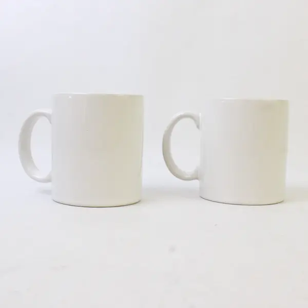 Lot Of 2 Unbranded Matching White W/ Christmas Tree Printed Ceramic Mug 3.75"