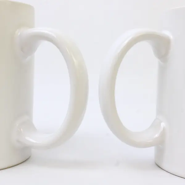 Lot Of 2 Unbranded Matching White W/ Christmas Tree Printed Ceramic Mug 3.75"