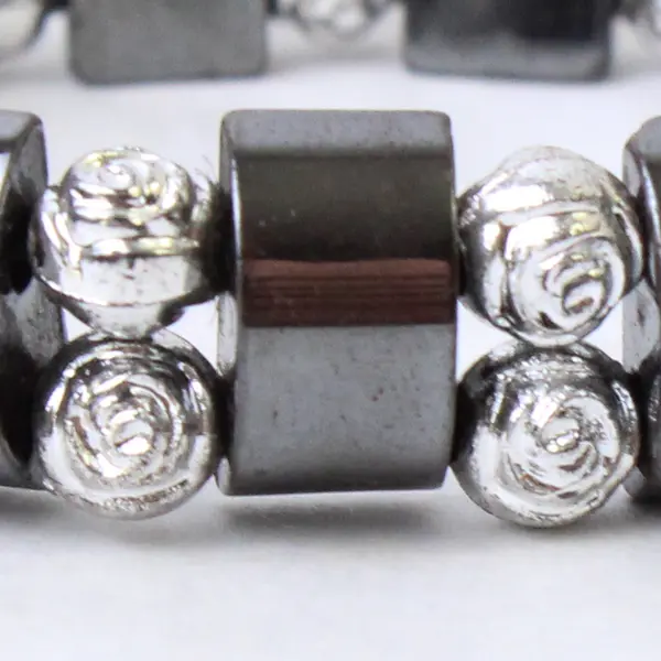 Charcoal Grey Silver-Tone Stretch Elastic Bracelet Minimalist Stackable