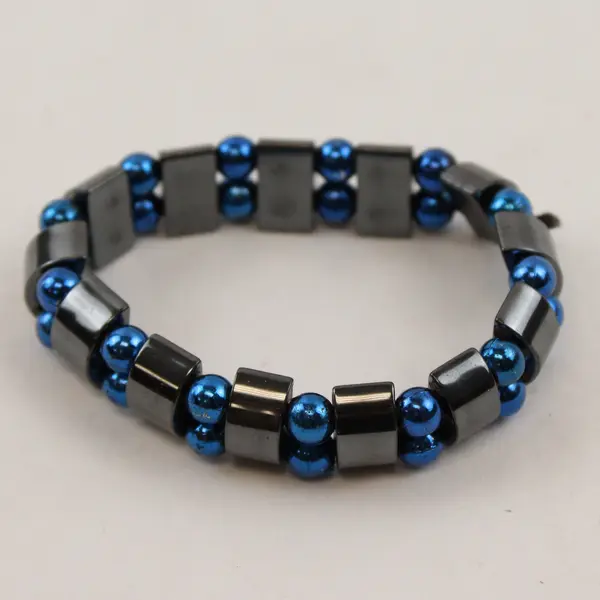 Blue & Charcoal Grey Stretch Elastic Bracelet Minimalist Stackable