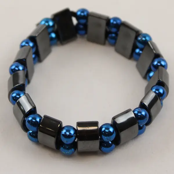 Blue & Charcoal Grey Stretch Elastic Bracelet Minimalist Stackable