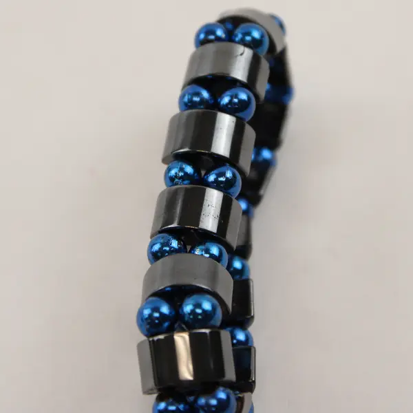 Blue & Charcoal Grey Stretch Elastic Bracelet Minimalist Stackable