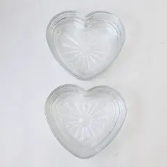 Lot Of 2 Libbey Matching Pressed Glass Heart-Shaped Bowl Candy Dish/Trinket Dish