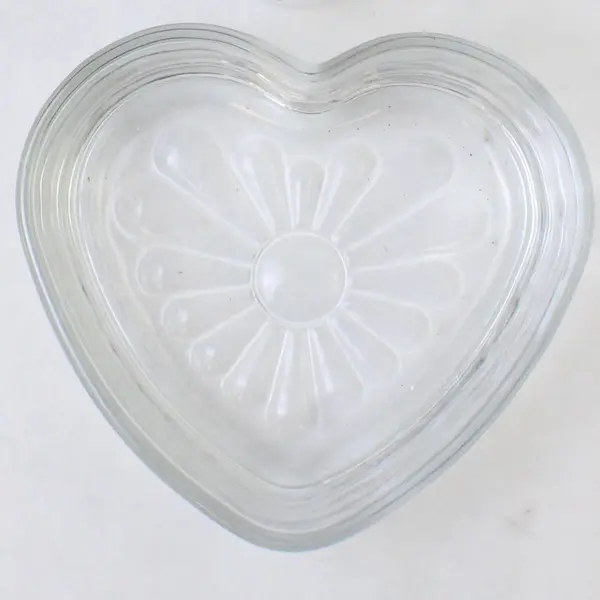 Lot Of 2 Libbey Matching Pressed Glass Heart-Shaped Bowl Candy Dish/Trinket Dish