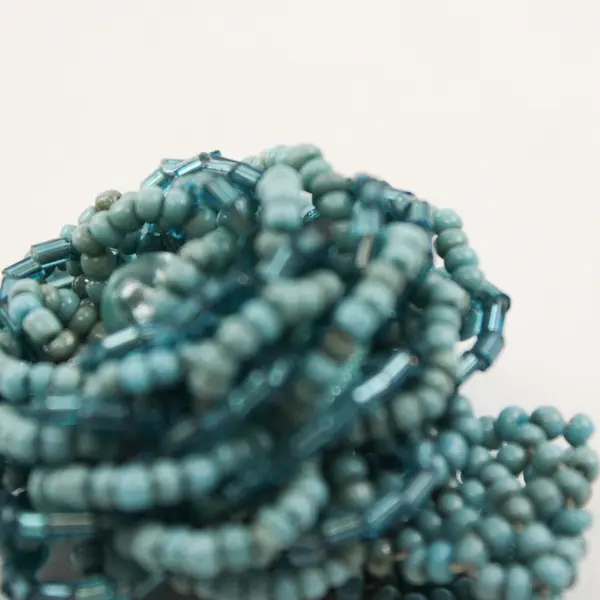 Blue Beaded Stretch Ring Adjustable Fashion Jewelry - New w/o Tags