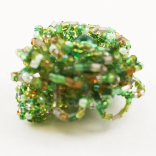 Green Beaded Stretch Ring Adjustable Fashion Jewelry