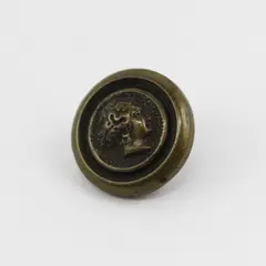 Vintage Victorian Brass-Colored Metal Cameo Shank Button 5/8"