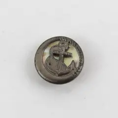 Vintage Silver-Tone Metal Mother of Pearl Nautical Anchor Shank Button 1/2"