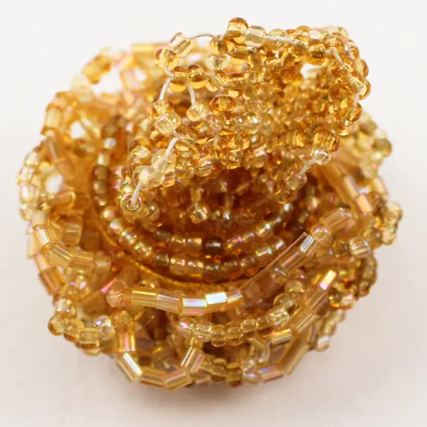 Flaxen Yellow Beaded Stretch Ring Adjustable Fashion Jewelry 