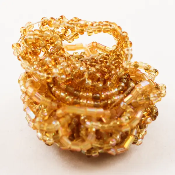 Flaxen Yellow Beaded Stretch Ring Adjustable Fashion Jewelry 