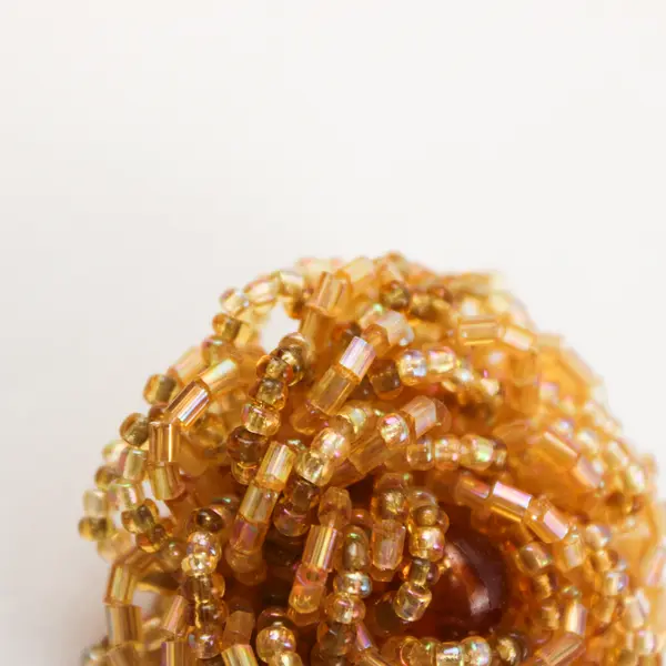 Flaxen Yellow Beaded Stretch Ring Adjustable Fashion Jewelry 