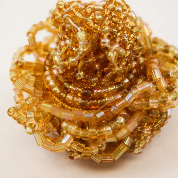 Flaxen Yellow Beaded Stretch Ring Adjustable Fashion Jewelry 