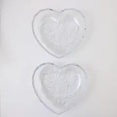 Lot Of 2 Studio Nova Clear Pressed Glass Heart-Shaped Stacking Candy Dishes