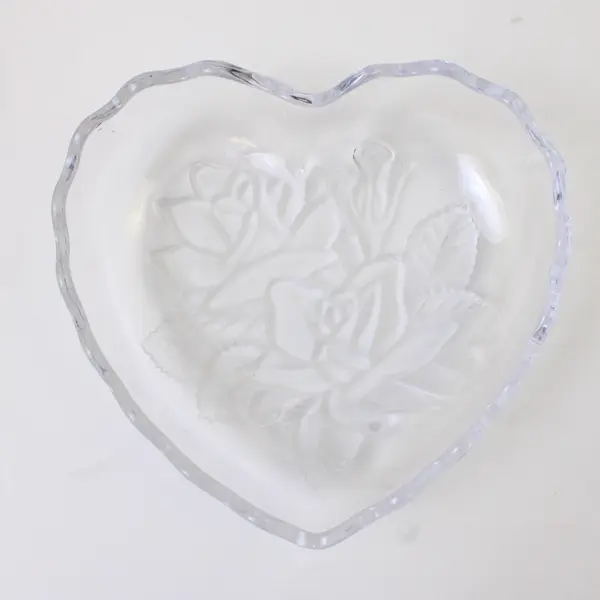 Lot Of 2 Studio Nova Clear Pressed Glass Heart-Shaped Stacking Candy Dishes