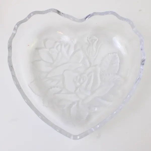 Lot Of 2 Studio Nova Clear Pressed Glass Heart-Shaped Stacking Candy Dishes