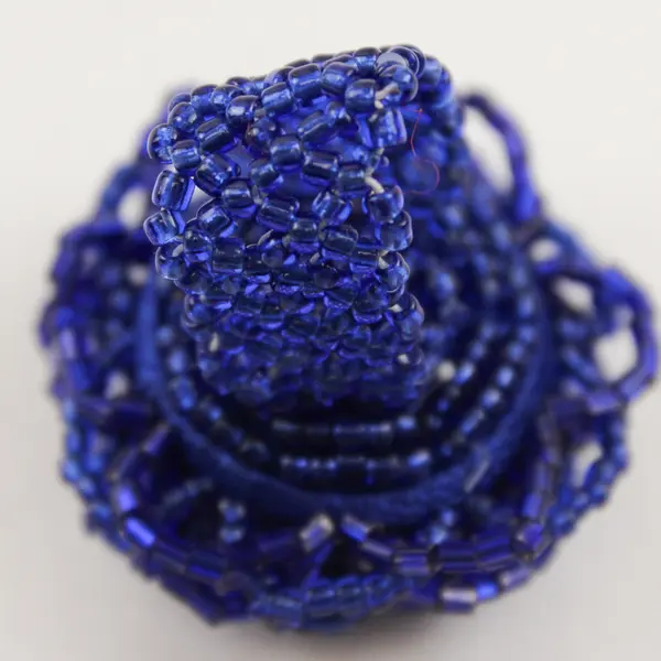 Dark Blue Beaded Stretch Ring Adjustable Fashion Jewelry 