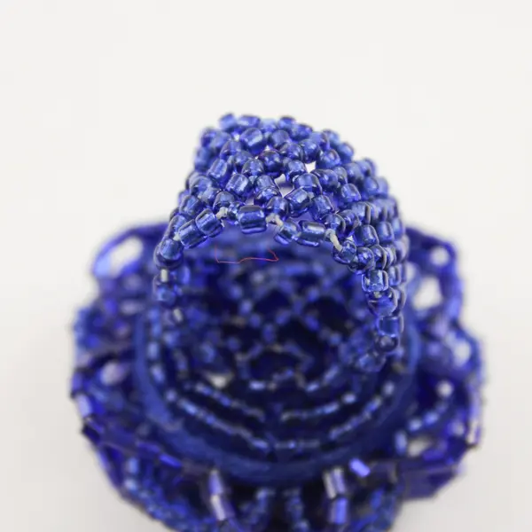 Dark Blue Beaded Stretch Ring Adjustable Fashion Jewelry 