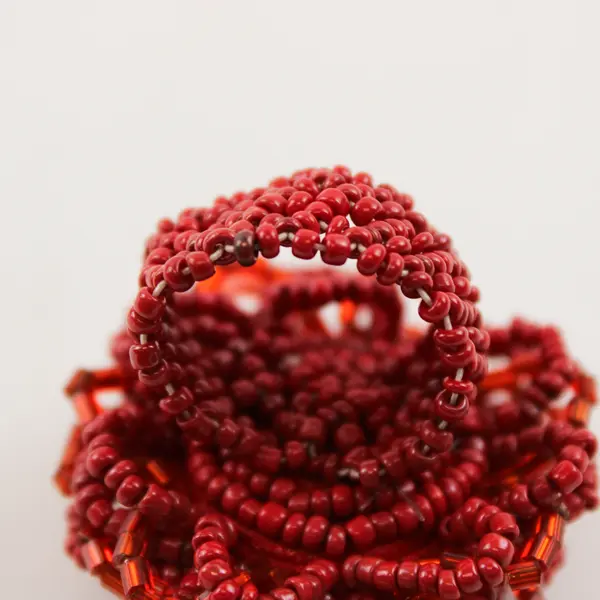 Red Beaded Stretch Ring Adjustable Fashion Jewelry 