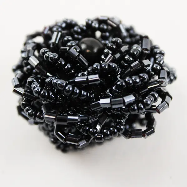 Black Beaded Stretch Ring Adjustable Fashion Jewelry 