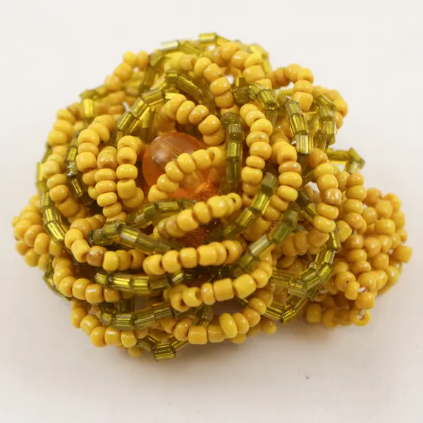 Mustard Yellow Beaded Stretch Ring Adjustable Fashion Jewelry 