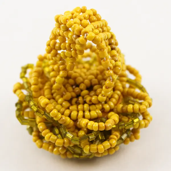 Mustard Yellow Beaded Stretch Ring Adjustable Fashion Jewelry 