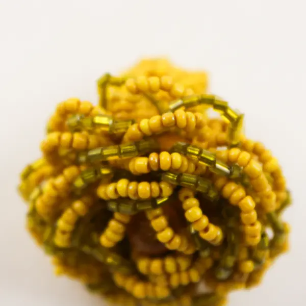 Mustard Yellow Beaded Stretch Ring Adjustable Fashion Jewelry 